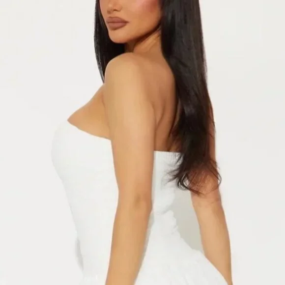 Sleeveless boho Bridal Spring white smocked drop waist bodice ruffle skirt 2X - Picture 2 of 13